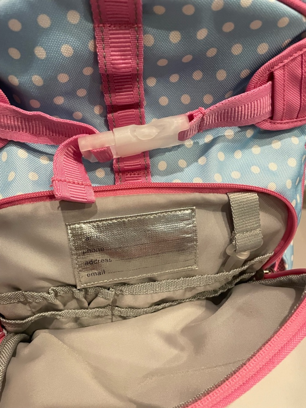 Pottery Barn Kids Blue Polka Dot Backpack & Lunch Bag with Pink Trim - Picture 8 of 10
